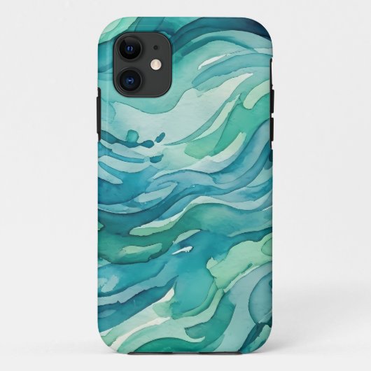 Tegengroene waterverf oceaangolven Case-Mate iPhone case (Achterkant)