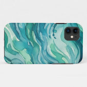 Tegengroene waterverf oceaangolven Case-Mate iPhone case (Achterkant (horizontaal))