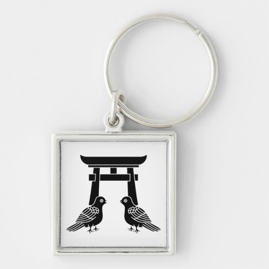 Tegenover elkaar staande duiven en Torii Sleutelhanger (Voorkant)