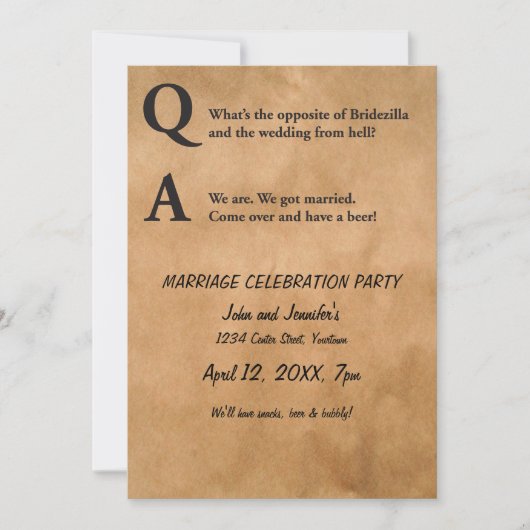 Tegenover het huwelijk in Bridezilla Kaart (Voorkant)