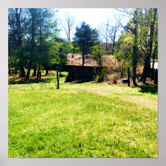 Tegenover uitzicht Een rustieke 100 jaar oude schu Poster