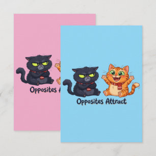 Tegenstellingen Trekken Schattige Katten Ontwerp A Bedankkaart