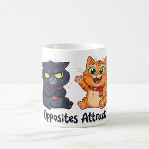 Tegenstellingen Trekken Schattige Katten Ontwerp A Koffiemok