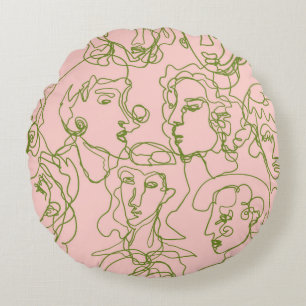 Tegenwoordig abstract vrouw. Minimalistisch e Rond Kussen