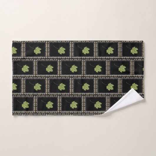 TEGENWOORDIGE MODERNE GROENE LEAF OP ZWART BAD HANDDOEK (Handdoek)