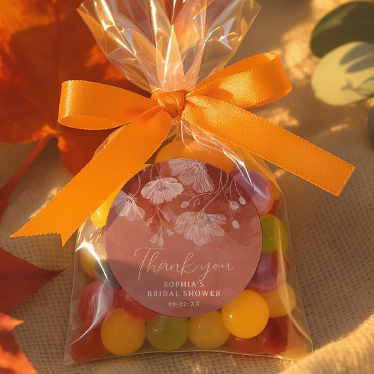 Tegernterracotta Bruiloftsshower Bedankbrief Stick Ronde Sticker