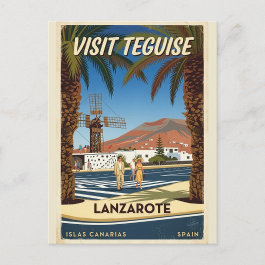 Teguise Lanzarote Spanje vintage reisposter Briefkaart (Voorkant)
