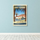 Teguise Lanzarote Spanje vintage reisposter Canvas Afdruk (Insitu (Houten vloer))
