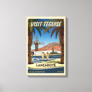 Teguise Lanzarote Spanje vintage reisposter Canvas Afdruk