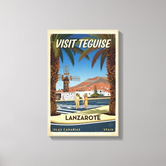 Teguise Lanzarote Spanje vintage reisposter Canvas Afdruk (Voorkant)