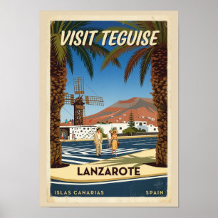 Teguise Lanzarote Spanje vintage reisposter Poster