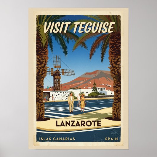 Teguise Lanzarote Spanje vintage reisposter Poster (Voorkant)
