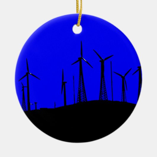 Tehachapi Wind Boerderij Silhouette Keramisch Ornament (Voorkant)