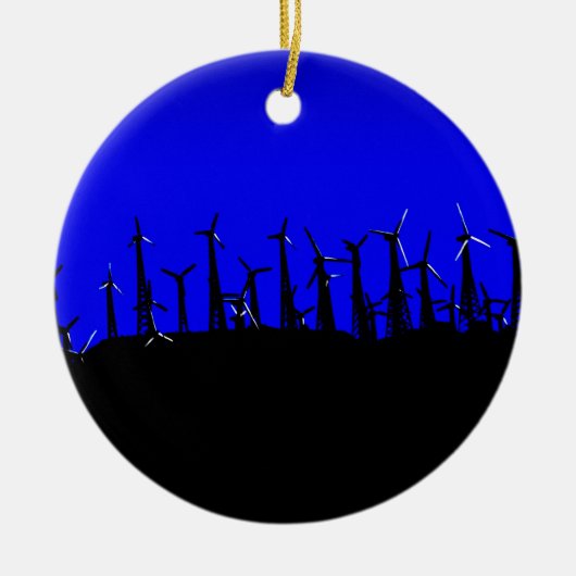 Tehachapi Wind Boerderij Silhouette Keramisch Ornament (Voorkant)