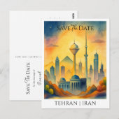 Teheran Iran aangepaste Aquarel Save the Date Briefkaart (Voorkant / Achterkant)