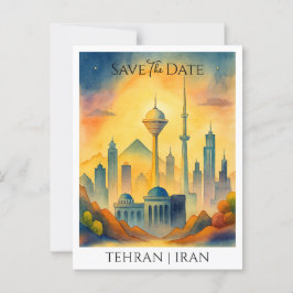 Teheran Iran aangepaste Waterverf Save the Date Briefkaart