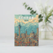 Teheran Iran Illustratie Reizen Art Vintage Briefkaart (Staand voorkant)