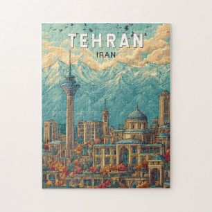 Teheran Iran Illustratie Reizen Art Vintage Legpuzzel
