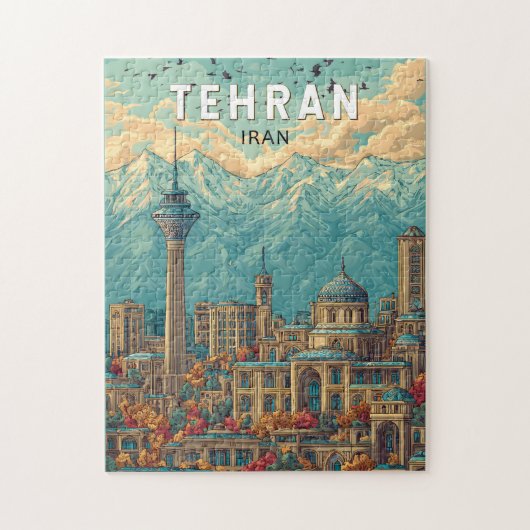 Teheran Iran Illustratie Reizen Art Vintage Legpuzzel (Verticaal)