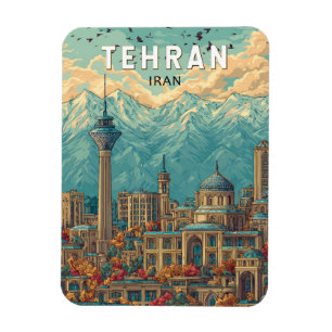 Teheran Iran Illustratie Reizen Art Vintage Magneet