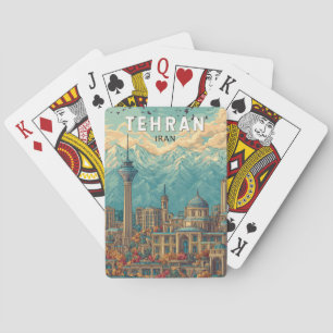 Teheran Iran Illustratie Reizen Art Vintage Pokerkaarten