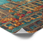 Teheran Iran Illustratie Reizen Art Vintage Poster (Hoek)