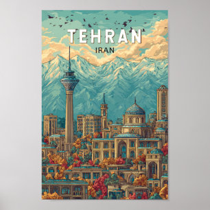 Teheran Iran Illustratie Reizen Art Vintage Poster