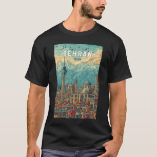 Teheran Iran Illustratie Reizen Art Vintage T-shirt