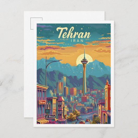 Teheran Iran  kunst reisillustratie Briefkaart (Voorkant / Achterkant)