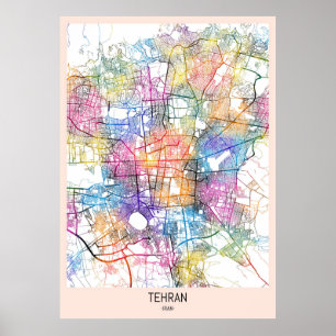 Teheran Iran Stadsplattegrond Poster