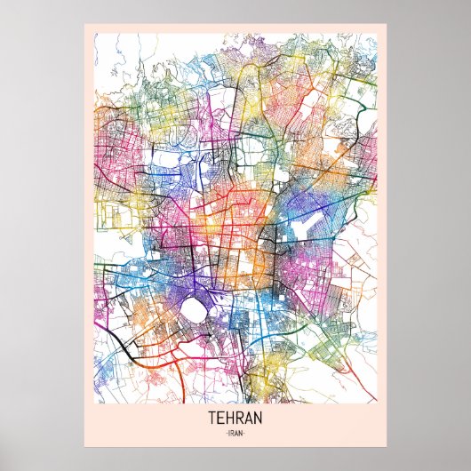 Teheran Iran Stadsplattegrond Poster (Voorkant)