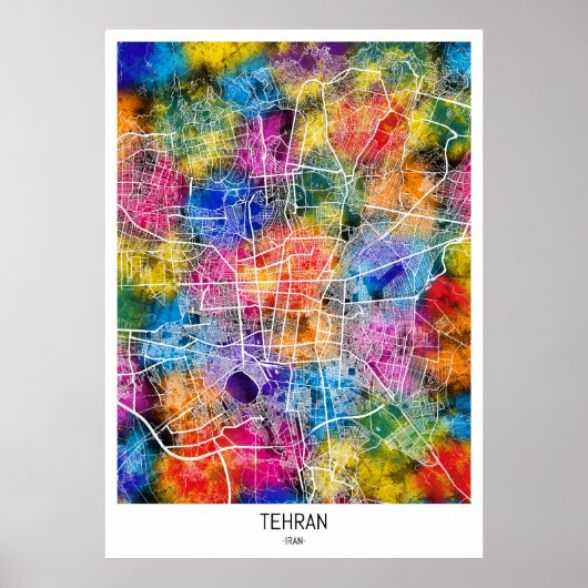 Teheran Iran Stadsplattegrond Poster (Voorkant)
