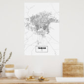 Teheran, Iran (zwart op wit) Poster (Keuken)