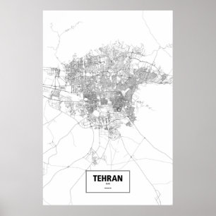 Teheran, Iran (zwart op wit) Poster