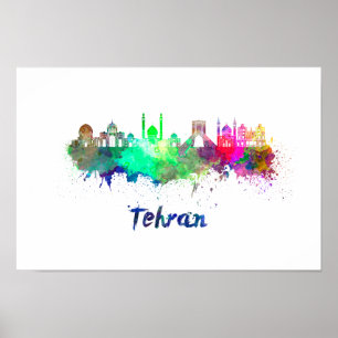 Teheran skyline in waterverf poster