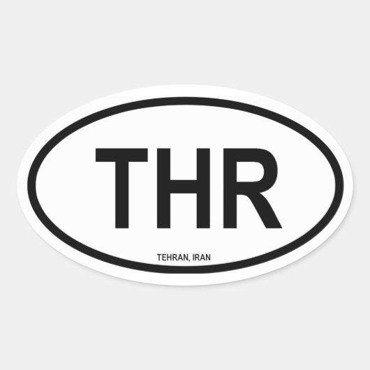 Teheran "THR" Ovale Sticker (Voorkant)