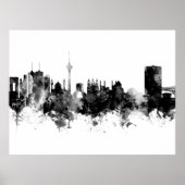 Tehran Iran Skyline Black White Poster (Voorkant)