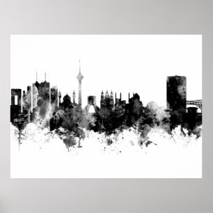 Tehran Iran Skyline Black White Poster
