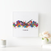 Tehran Iran Skyline Vierkante Klok (Huis)