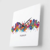 Tehran Iran Skyline Vierkante Klok (Hoek)