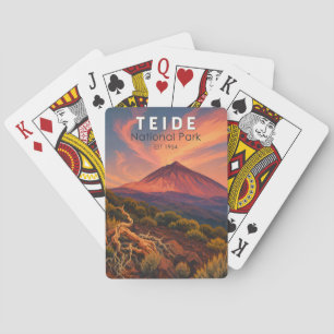 Teide Nationaal Park Spanje Illustratie Reis Kunst Pokerkaarten