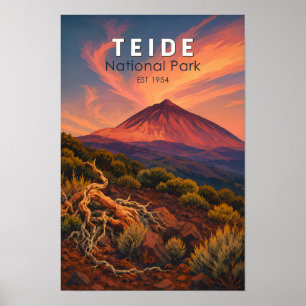 Teide Nationaal Park Spanje Illustratie Reis Kunst Poster