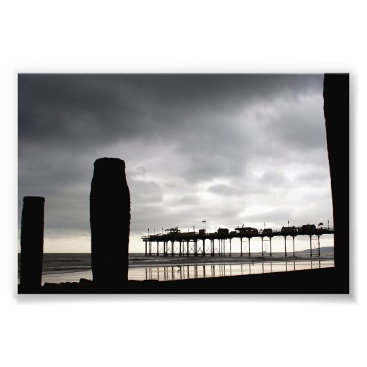 Teignmouth pier en Beach Devon England UK Foto Afdruk (Voorkant)