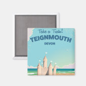 Teignmouth Strand Devon Vintage reisposter Magneet (Voorkant / Achterkant)