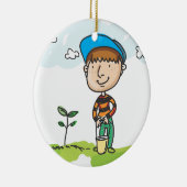 Teken, aanplanten van bomen keramisch ornament (Rechts)