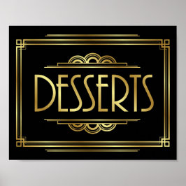 Teken afdrukken van Gatsby Art Deco DESSERTS Poster