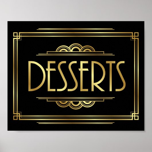 Teken afdrukken van Gatsby Art Deco DESSERTS Poster (Voorkant)