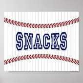 Teken afdrukken van SNACKS-borden van honkbalparti Poster (Voorkant)