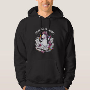 Teken alle dingen grappige eenhoorn schetsen kunst hoodie