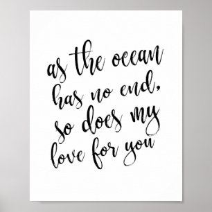 Teken Als De Oceaan Geen Eind Heeft Strand Bruilof Poster